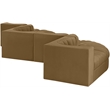 Meridian Furniture Rummi Saddle Velvet Performance Fabric 6pc. Modular Sectional