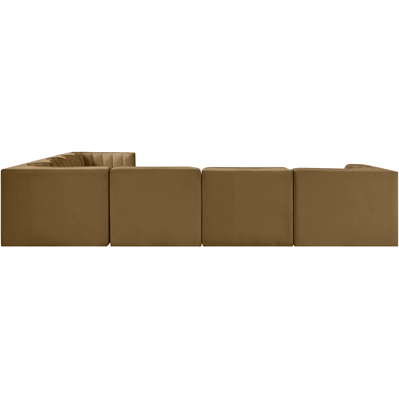Meridian Furniture Rummi Saddle Velvet Performance Fabric 7pc. Modular Sectional