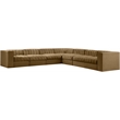 Meridian Furniture Rummi Saddle Velvet Performance Fabric 7pc. Modular Sectional