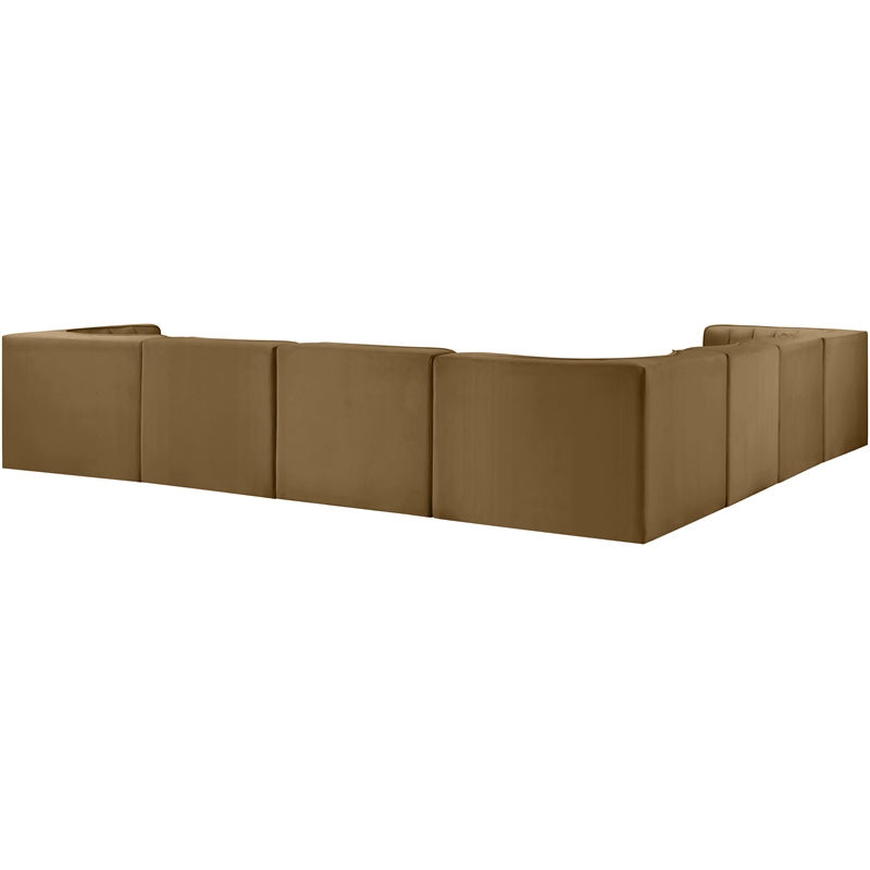 Meridian Furniture Rummi Saddle Velvet Performance Fabric 7pc. Modular Sectional