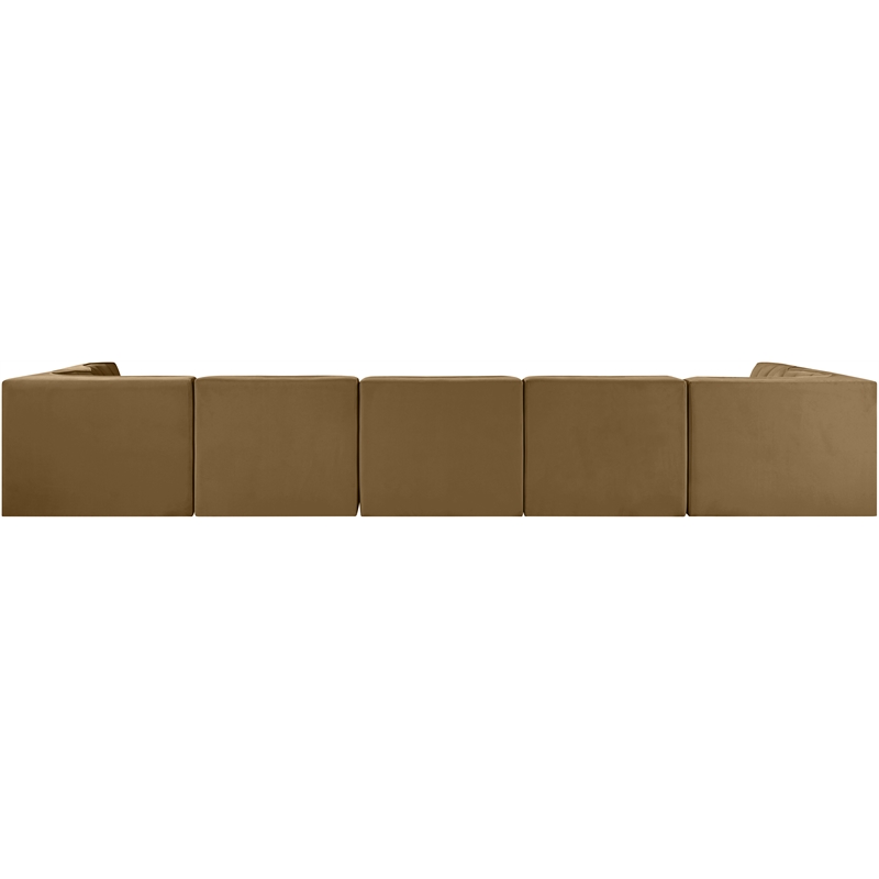 Meridian Furniture Rummi Saddle Velvet Performance Fabric 7pc. Modular Sectional