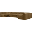 Meridian Furniture Rummi Saddle Velvet Performance Fabric 7pc. Modular Sectional
