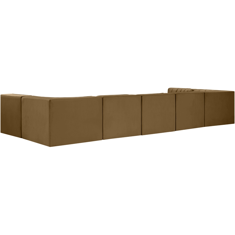 Meridian Furniture Rummi Saddle Velvet Performance Fabric 7pc. Modular Sectional