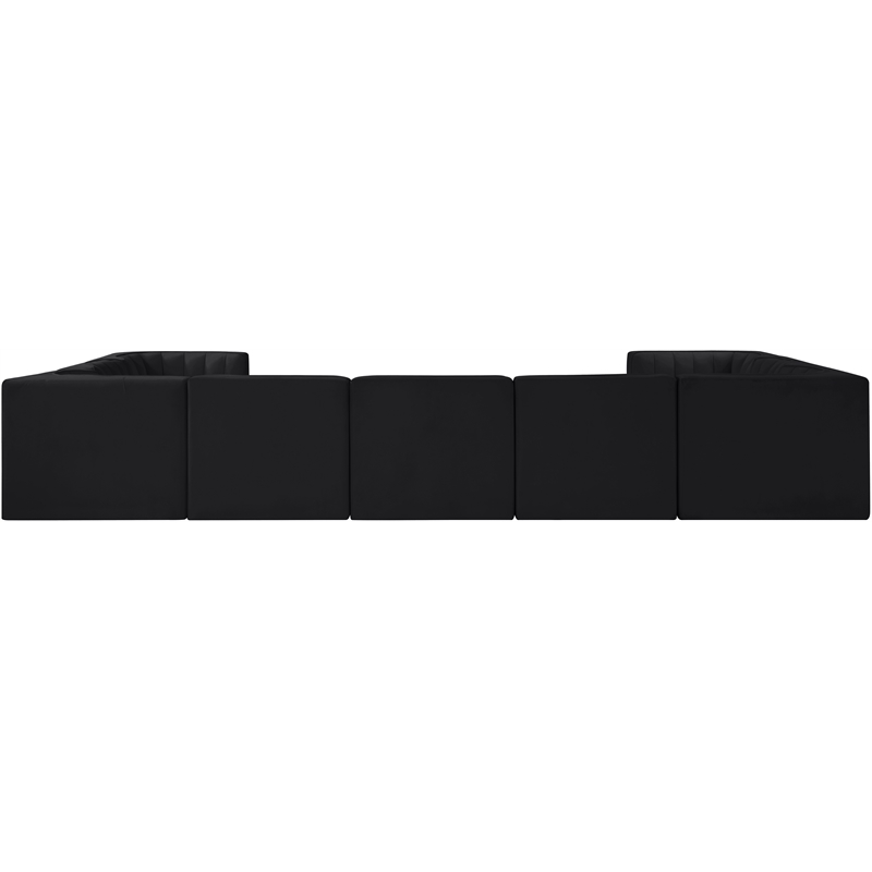 Meridian Furniture Rummi Black Velvet Performance Fabric 9pc. Modular Sectional