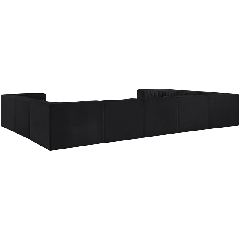Meridian Furniture Rummi Black Velvet Performance Fabric 9pc. Modular Sectional