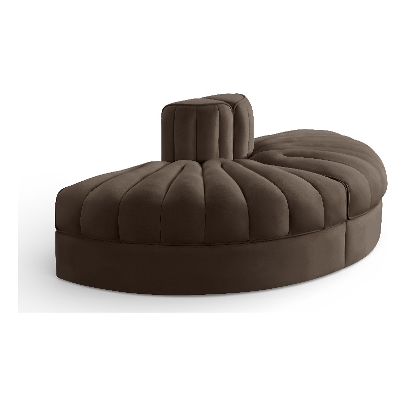Meridian Furniture Rummi Brown Velvet Performance Fabric 2pc. Modular Loveseat