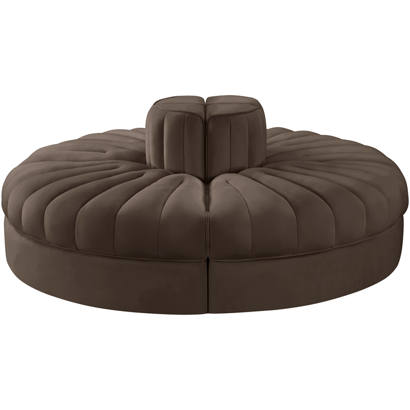 Meridian Furniture Rummi Brown Velvet Performance Fabric 4pc. Modular Sofa