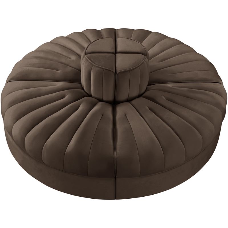 Meridian Furniture Rummi Brown Velvet Performance Fabric 4pc. Modular Sofa