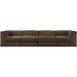 Meridian Furniture Rummi Brown Velvet Performance Fabric 4pc. Modular Sofa