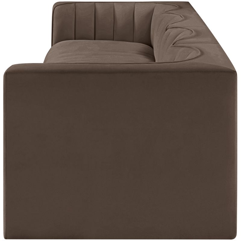 Meridian Furniture Rummi Brown Velvet Performance Fabric 4pc. Modular Sofa