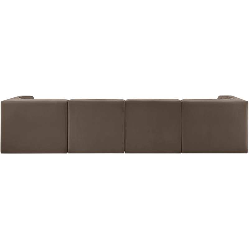 Meridian Furniture Rummi Brown Velvet Performance Fabric 4pc. Modular Sofa