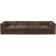Meridian Furniture Rummi Brown Velvet Performance Fabric 4pc. Modular Sofa