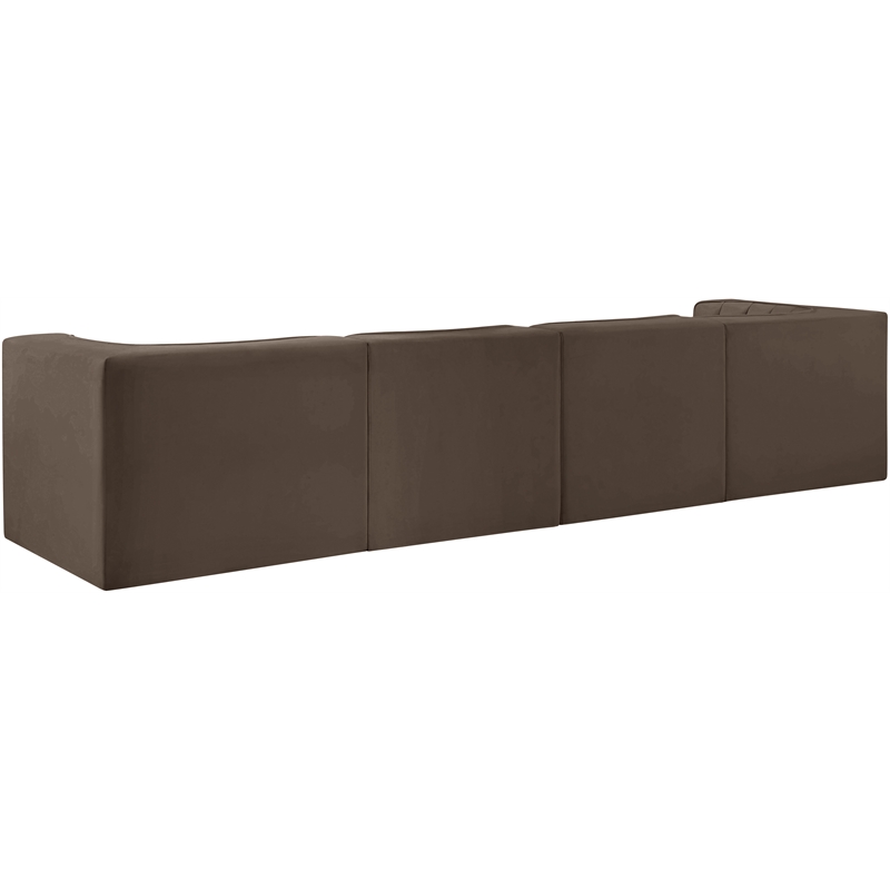 Meridian Furniture Rummi Brown Velvet Performance Fabric 4pc. Modular Sofa