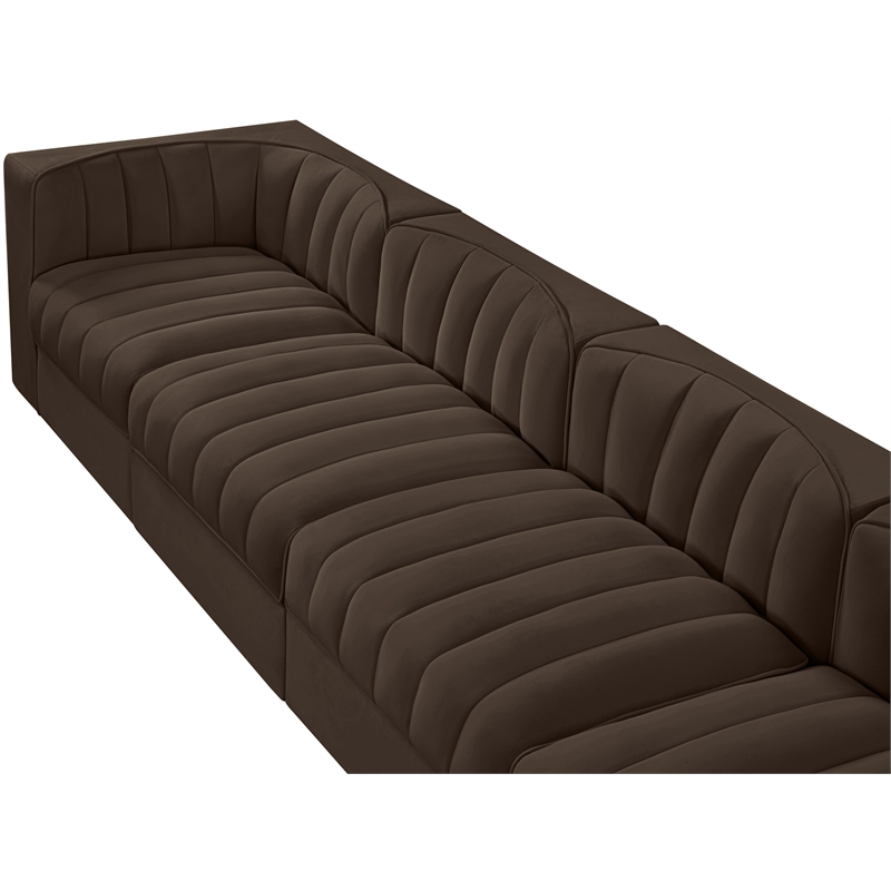 Meridian Furniture Rummi Brown Velvet Performance Fabric 4pc. Modular Sofa