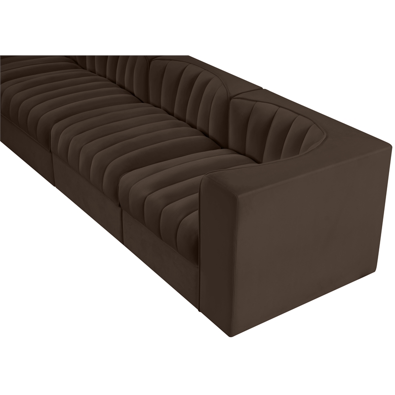 Meridian Furniture Rummi Brown Velvet Performance Fabric 4pc. Modular Sofa