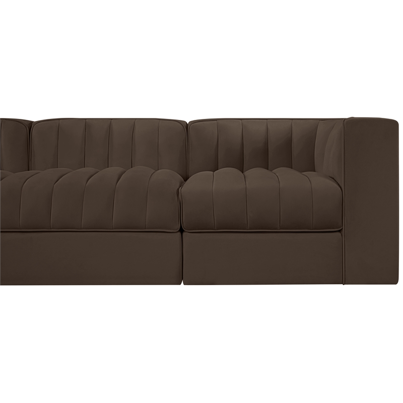 Meridian Furniture Rummi Brown Velvet Performance Fabric 5pc. Modular Sofa