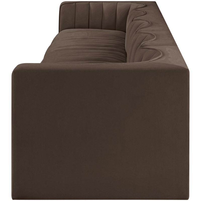 Meridian Furniture Rummi Brown Velvet Performance Fabric 5pc. Modular Sofa