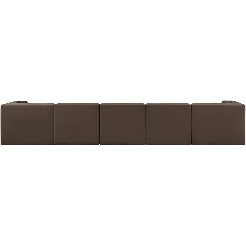 Meridian Furniture Rummi Brown Velvet Performance Fabric 5pc. Modular Sofa