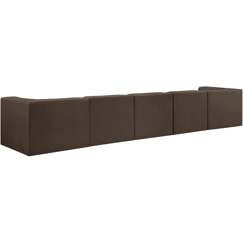 Meridian Furniture Rummi Brown Velvet Performance Fabric 5pc. Modular Sofa