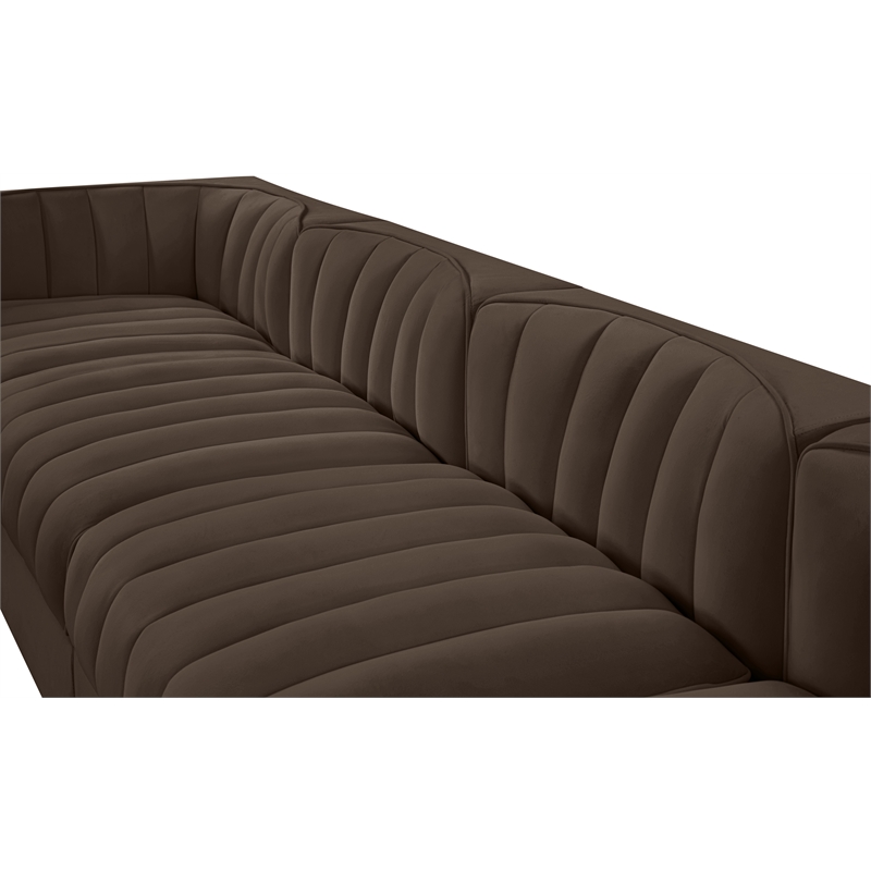 Meridian Furniture Rummi Brown Velvet Performance Fabric 5pc. Modular Sofa