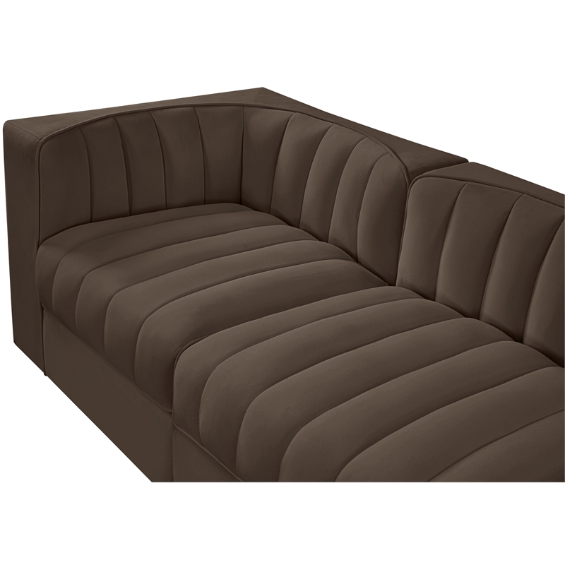 Meridian Furniture Rummi Brown Velvet Performance Fabric 5pc. Modular Sofa
