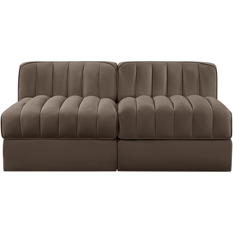 Meridian Furniture Rummi Brown Velvet Performance Fabric 2pc. Modular Sofa