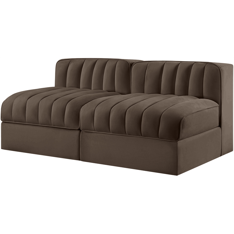 Meridian Furniture Rummi Brown Velvet Performance Fabric 2pc. Modular Sofa