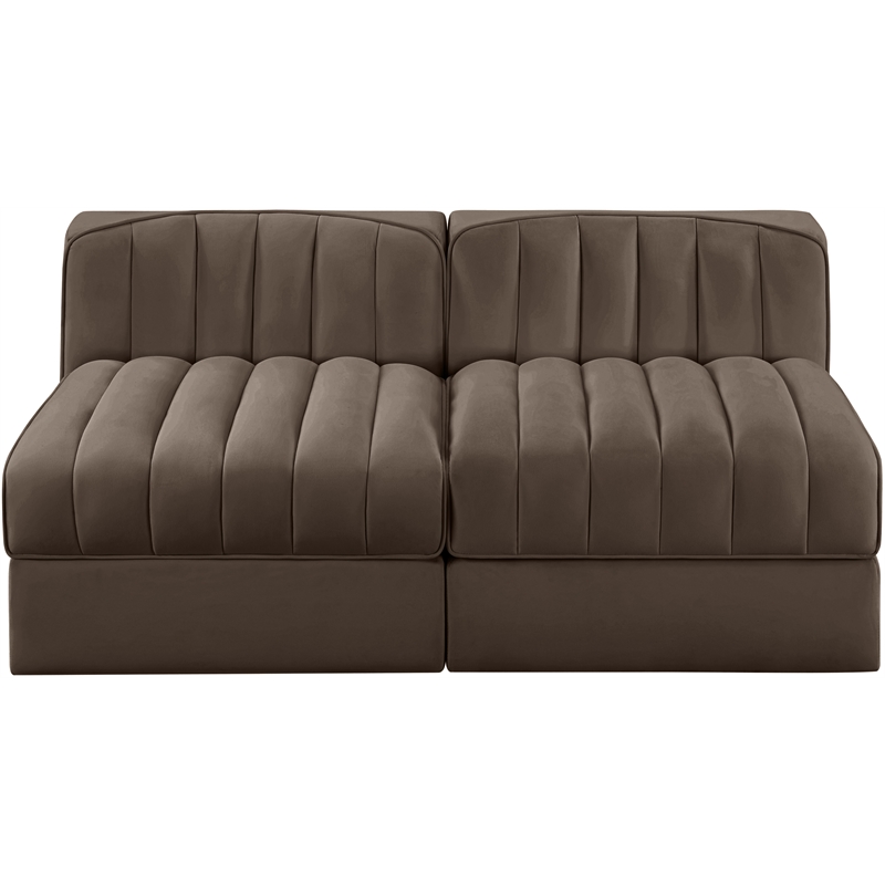 Meridian Furniture Rummi Brown Velvet Performance Fabric 2pc. Modular Sofa
