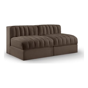 Meridian Furniture Rummi Brown Velvet Performance Fabric 2pc. Modular Sofa