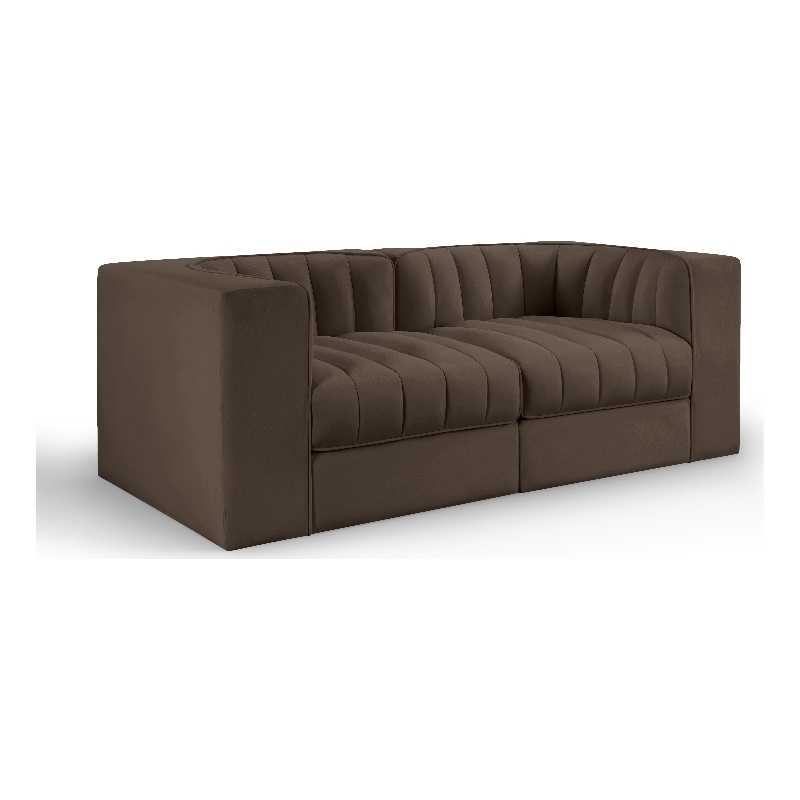 Meridian Furniture Rummi Brown Velvet Performance Fabric 2pc. Modular Sofa