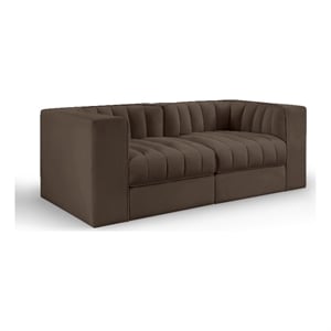 Meridian Furniture Rummi Brown Velvet Performance Fabric 2pc. Modular Sofa