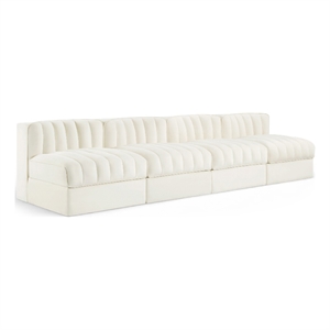 Meridian Furniture Rummi Cream Velvet Performance Fabric 4pc. Modular Sofa
