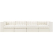 Meridian Furniture Rummi Cream Velvet Performance Fabric 4pc. Modular Sofa