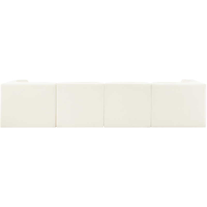 Meridian Furniture Rummi Cream Velvet Performance Fabric 4pc. Modular Sofa