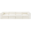 Meridian Furniture Rummi Cream Velvet Performance Fabric 4pc. Modular Sofa