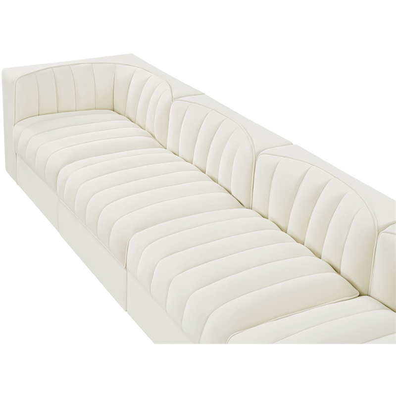 Meridian Furniture Rummi Cream Velvet Performance Fabric 4pc. Modular Sofa