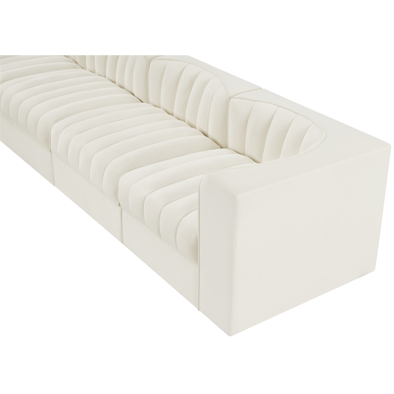 Meridian Furniture Rummi Cream Velvet Performance Fabric 4pc. Modular Sofa
