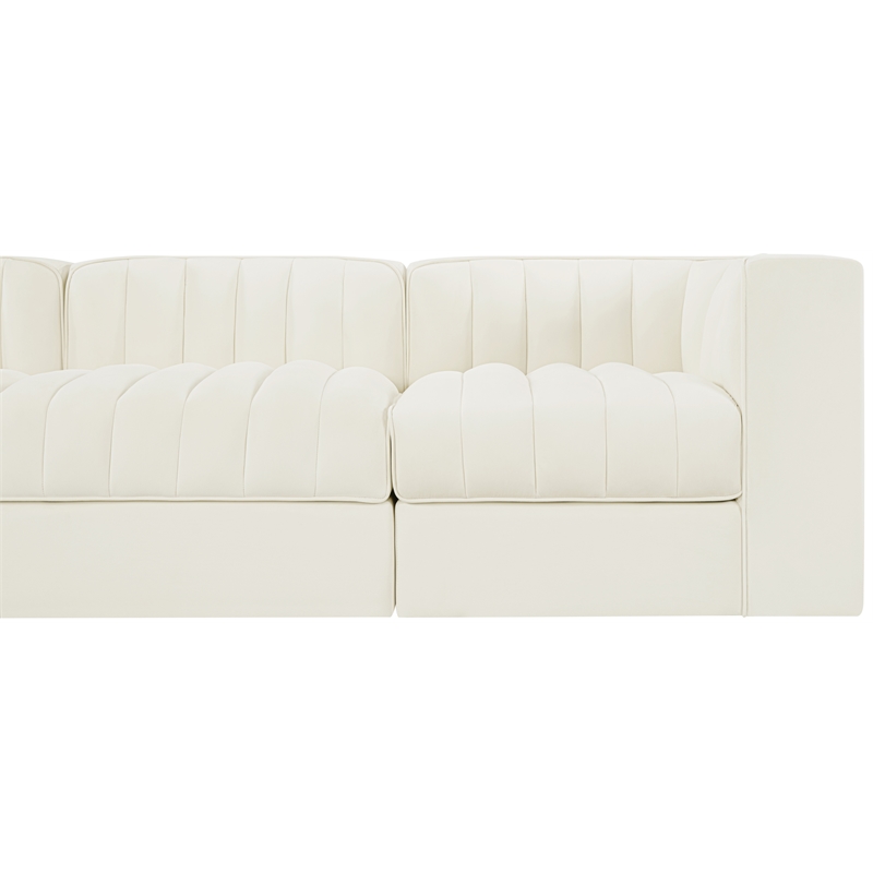 Meridian Furniture Rummi Cream Velvet Performance Fabric 5pc. Modular Sofa