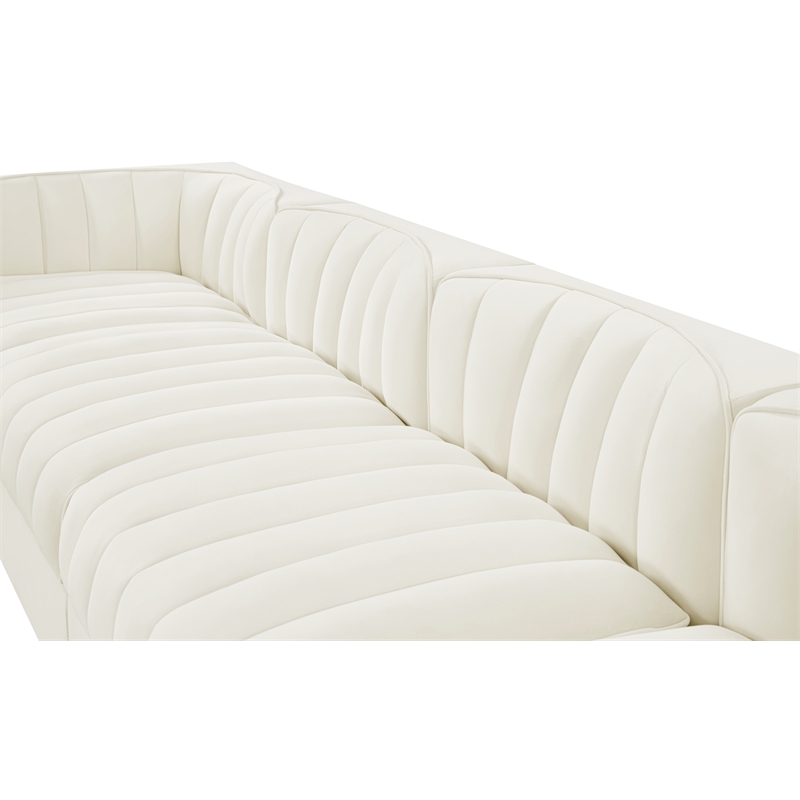 Meridian Furniture Rummi Cream Velvet Performance Fabric 5pc. Modular Sofa