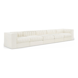 Meridian Furniture Rummi Cream Velvet Performance Fabric 5pc. Modular Sofa