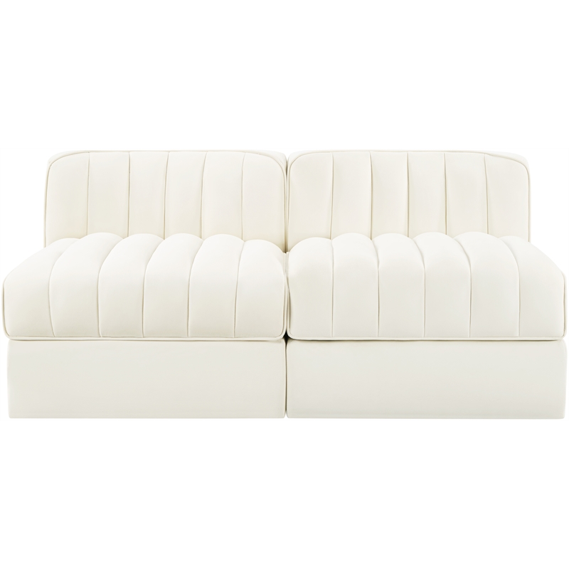 Meridian Furniture Rummi Cream Velvet Performance Fabric 2pc. Modular Sofa