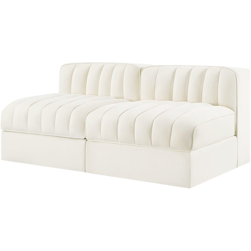 Meridian Furniture Rummi Cream Velvet Performance Fabric 2pc. Modular Sofa