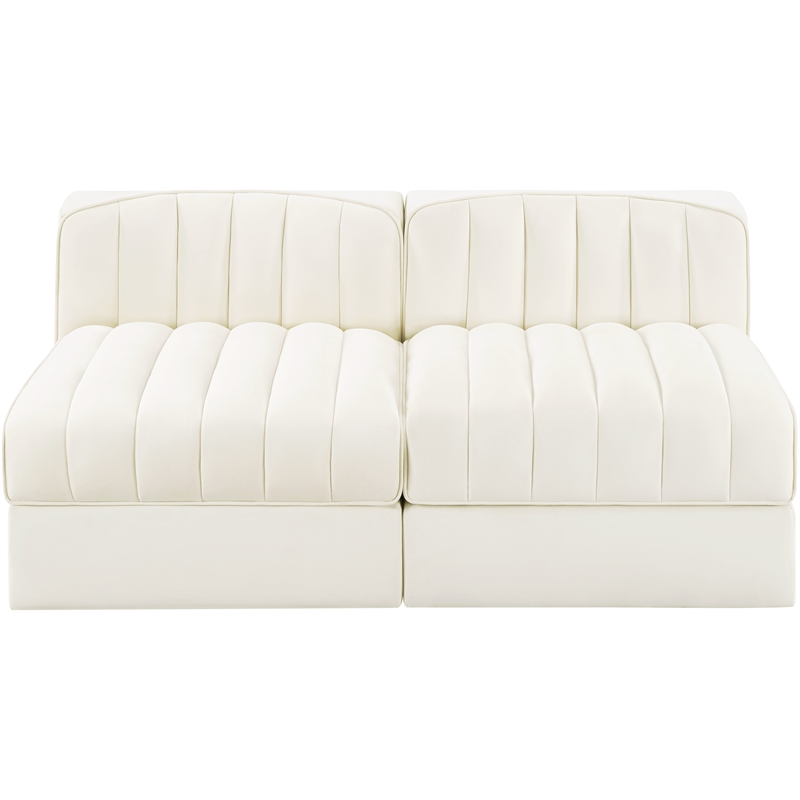 Meridian Furniture Rummi Cream Velvet Performance Fabric 2pc. Modular Sofa