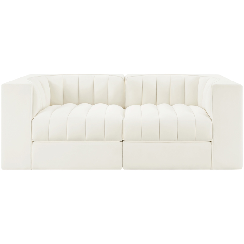 Meridian Furniture Rummi Cream Velvet Performance Fabric 2pc. Modular Sofa