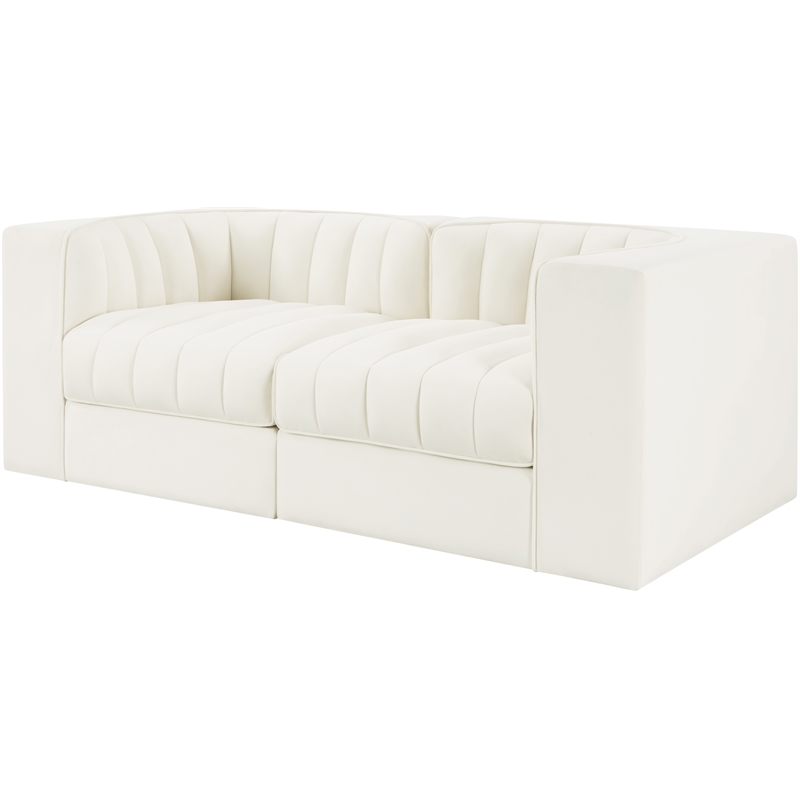 Meridian Furniture Rummi Cream Velvet Performance Fabric 2pc. Modular Sofa