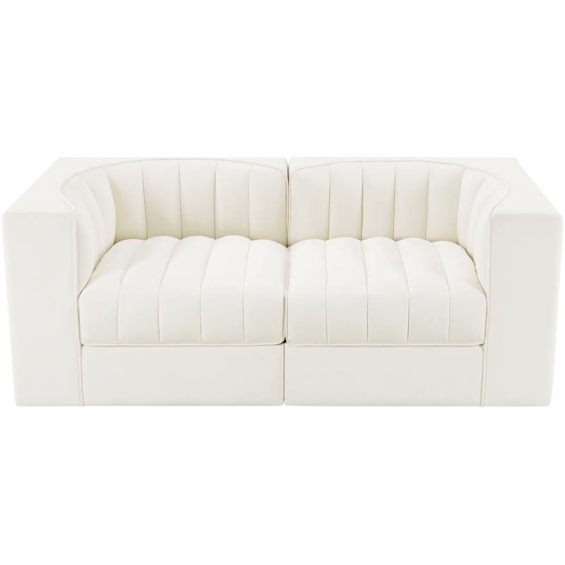 Meridian Furniture Rummi Cream Velvet Performance Fabric 2pc. Modular Sofa