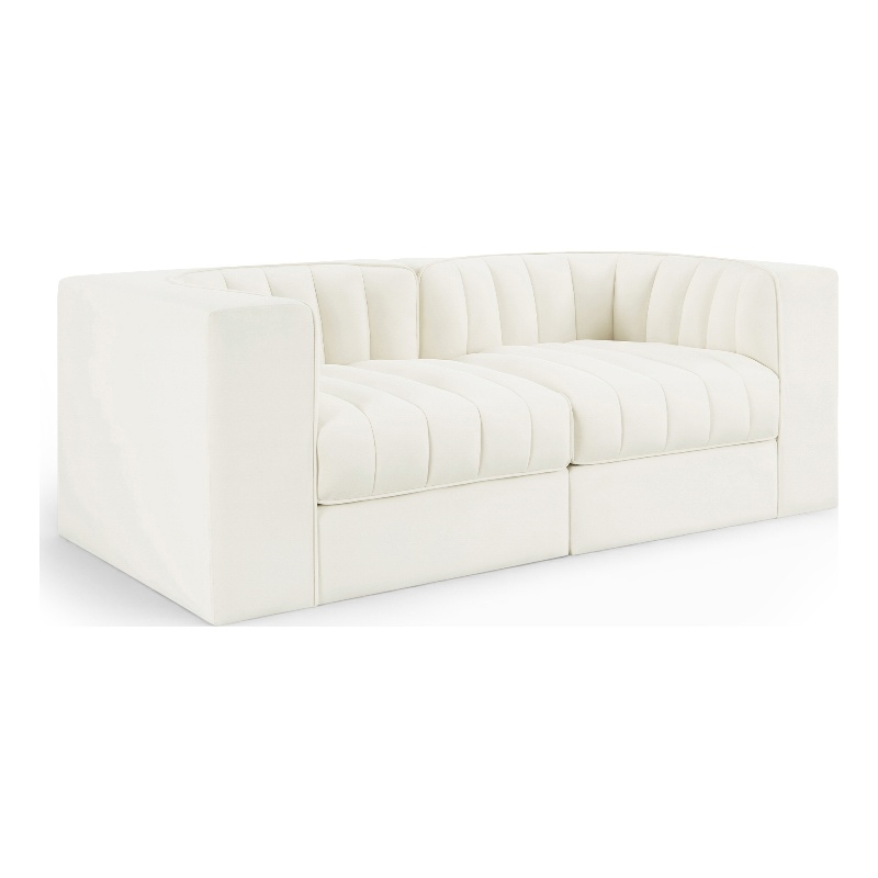 Meridian Furniture Rummi Cream Velvet Performance Fabric 2pc. Modular Sofa