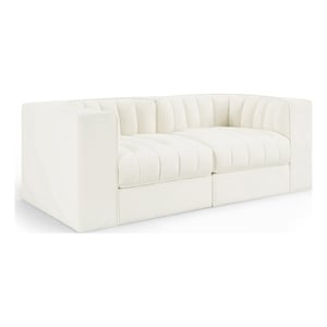 Meridian Furniture Rummi Cream Velvet Performance Fabric 2pc. Modular Sofa