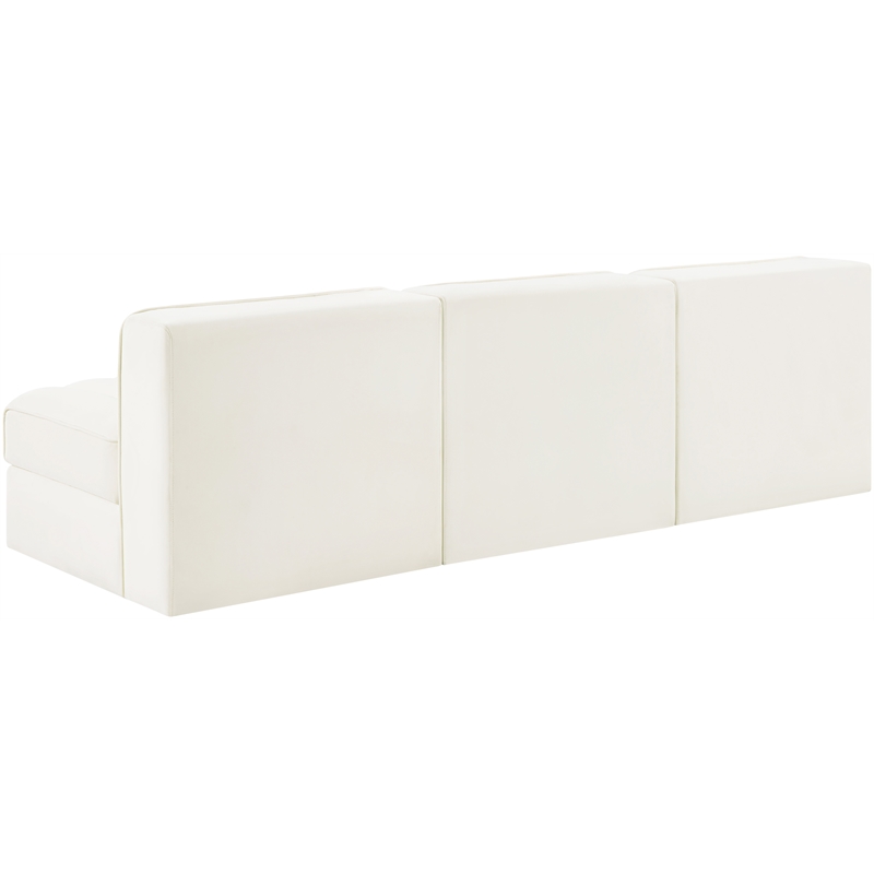 Meridian Furniture Rummi Cream Velvet Performance Fabric 3pc. Modular Sofa