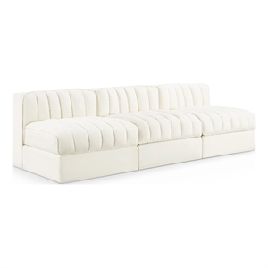 Meridian Furniture Rummi Cream Velvet Performance Fabric 3pc. Modular Sofa